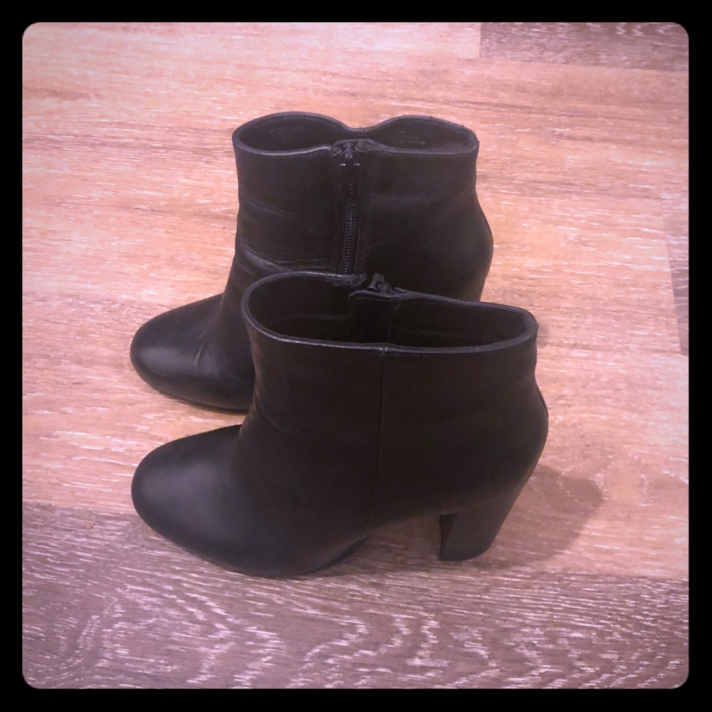 Black leather ankle boots